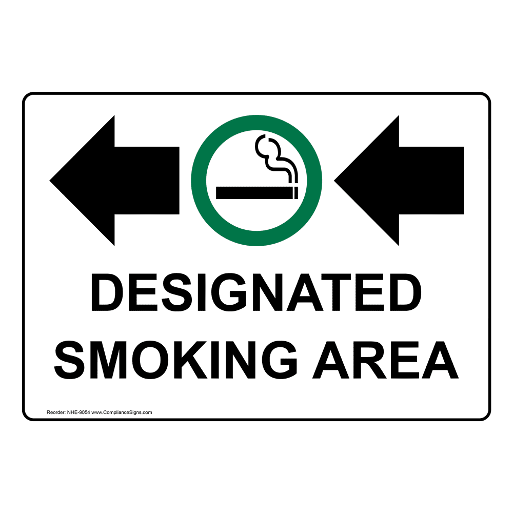 White Sign With Symbol Designated Smoking Area 1038