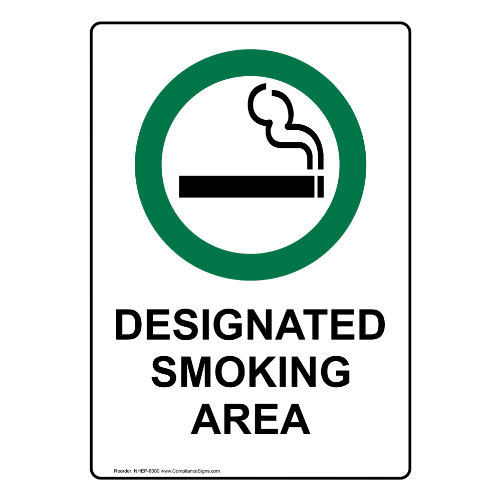 No Smoking Except in Designated Areas Sign - No Smoking Sign, SKU: S-8296