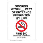 Alaska Smoking Within __ Feet Prohibited Sign With Symbol NHEP-33593-Alaska