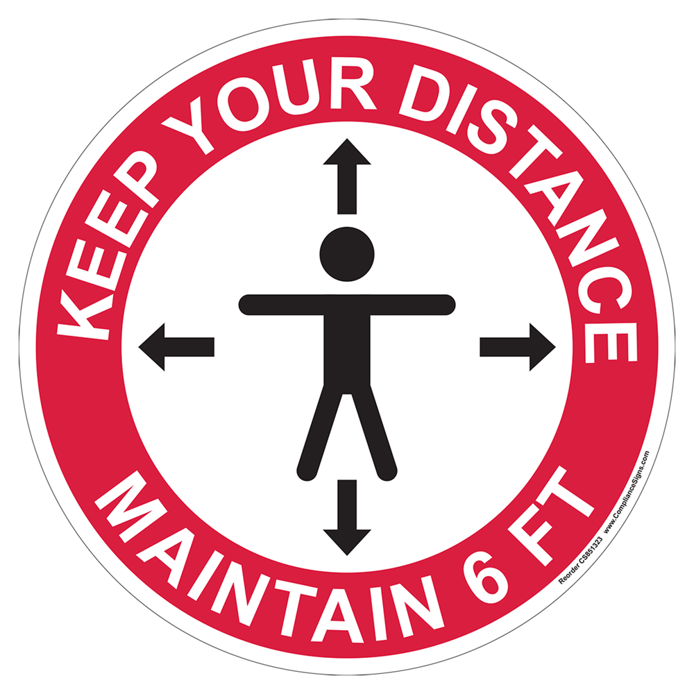 Covid Facilities Keep Your Distance Maintain 6 Ft Carpet Label - White