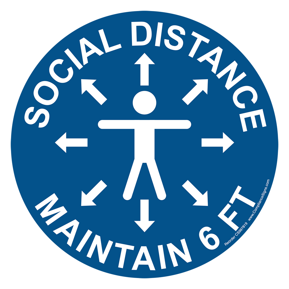 Covid Facilities Social Distance Maintain 6 Ft Carpet Label - Blue
