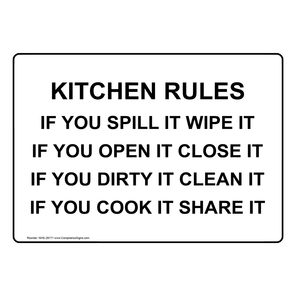 RULES OF THE KITCHEN SPILL IT WIPE IT TABLE MANNERS METAL PLAQUE TIN SIGN 1194