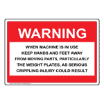 Weight Machine Warning Crippling Injury Could Result Sign NHE-17455