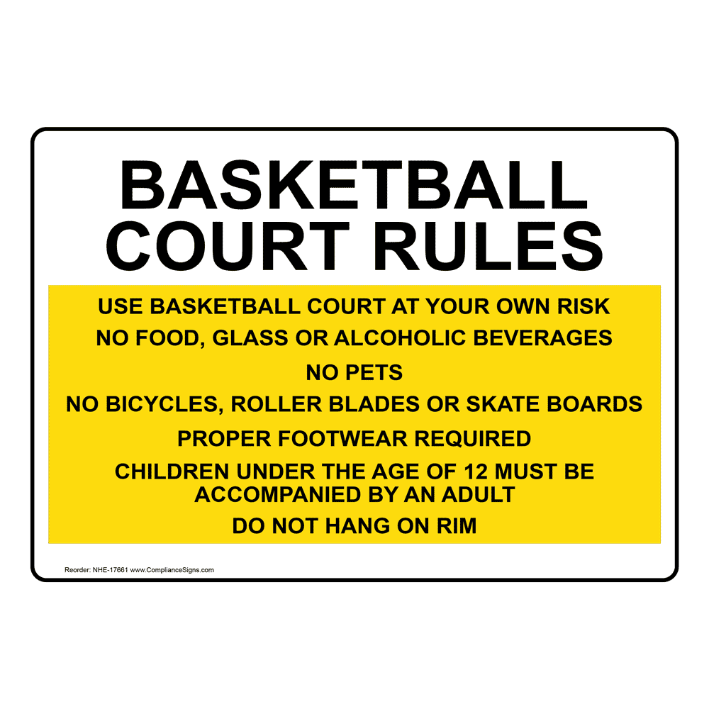 Basketball Court Rules Sign NHE 17661 Sports Fitness 