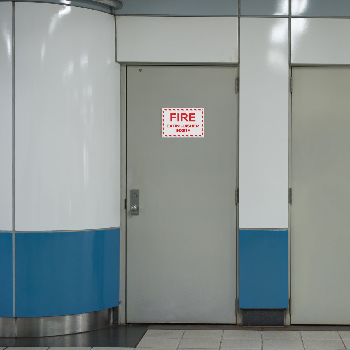 Fire Extinguisher Inside Sign - White Glow - 6 Sizes