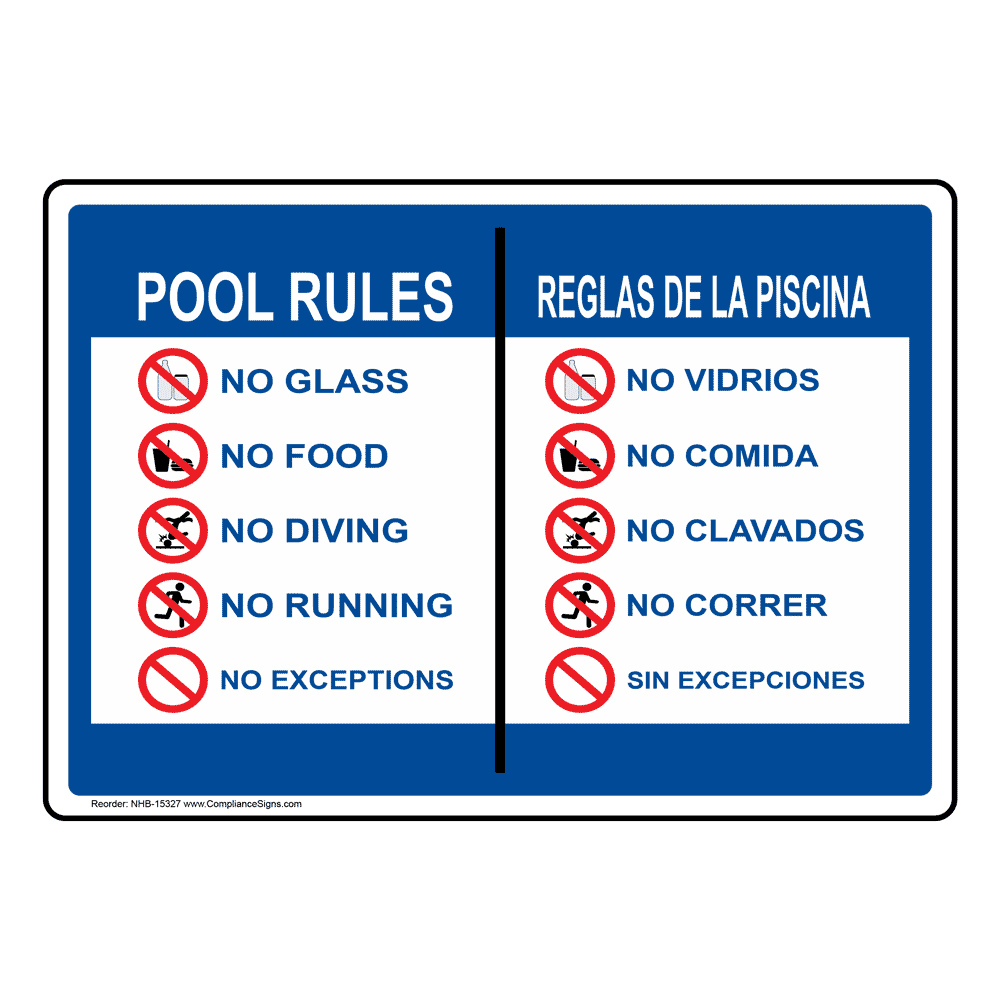 Pool Rules Sign NHB-15327 Swimming Pool / Spa