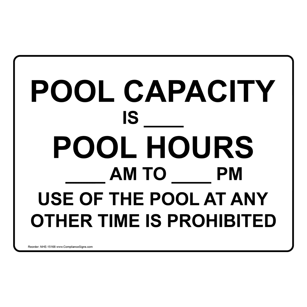 Maximum Occupancy Sign Pool Capacity Hours Other Time Is Prohibited