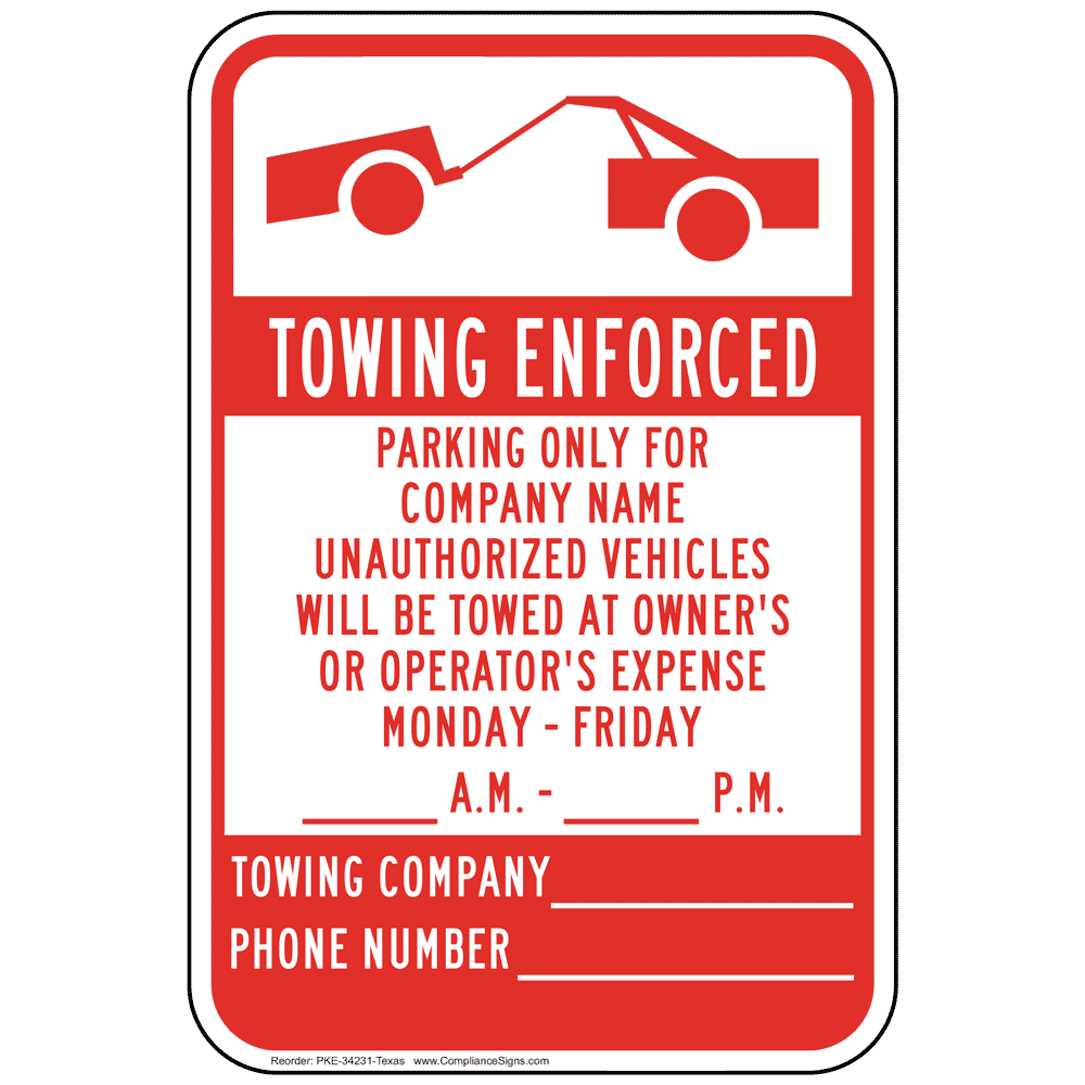 Vertical Sign Custom Towing Enforced