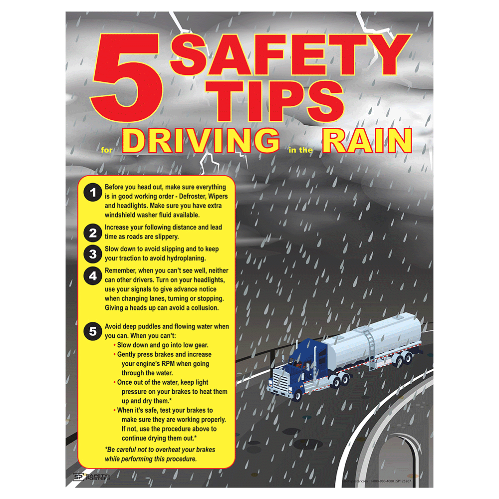 Safety Poster - 5 Safety Tips For Driving In The Rain - CS274329