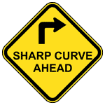 Sharp Curve Ahead With Right Arrow Sign NHE-17494 Recreation