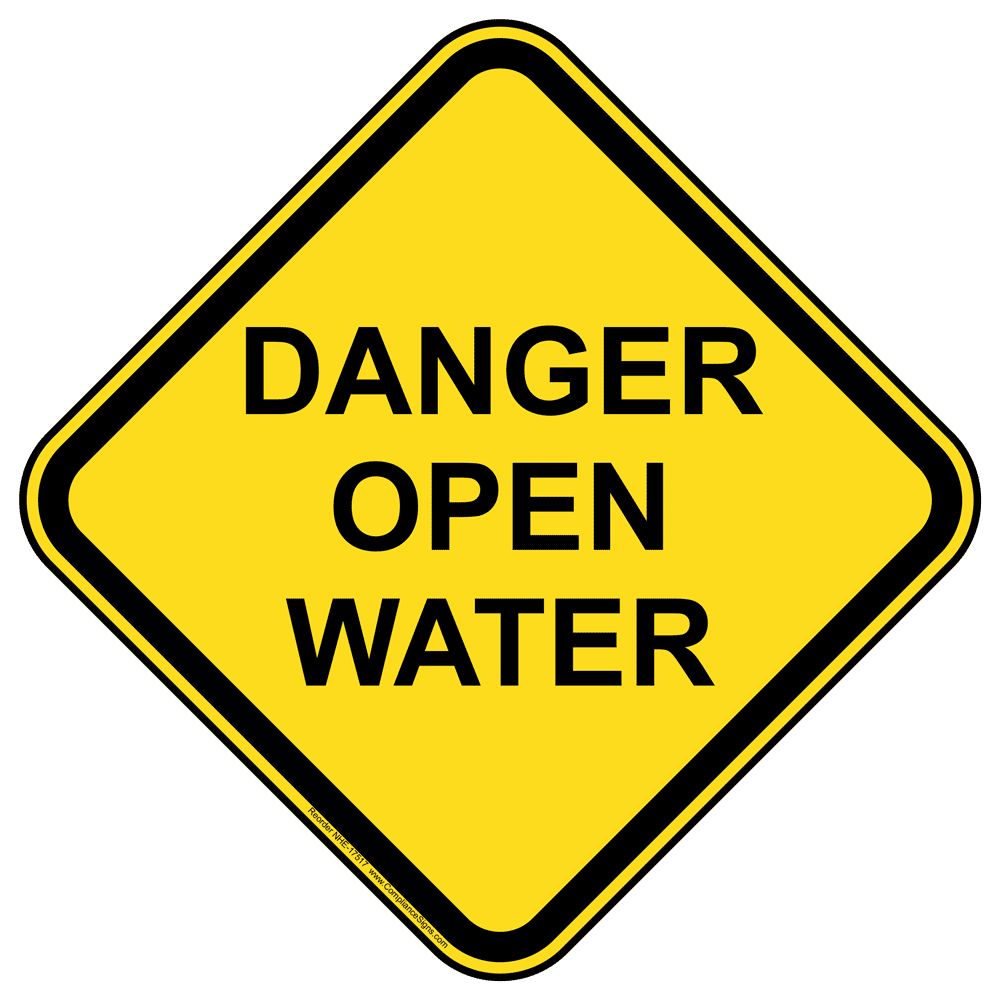 Recreation Trail Danger Open Water Sign - Yellow Reflective - US Made