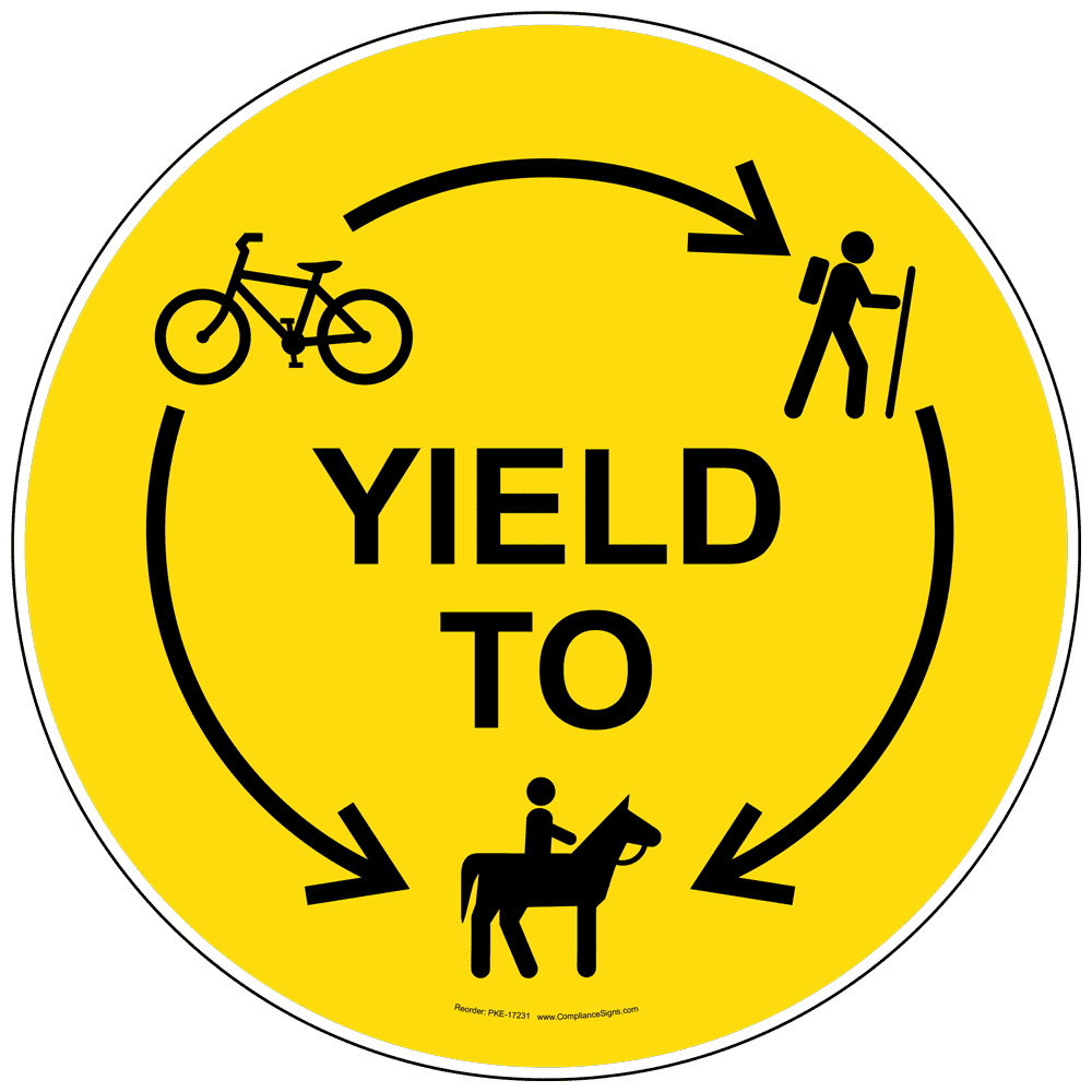 Recreation Trail Yield To Sign - Yellow Reflective - US Made