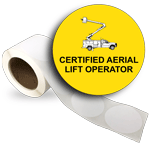 Certified Aerial Lift Operator Roll Label With Symbol LDRE-19324_YLW