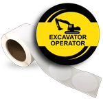 Excavator Operator Roll Label With Symbol LDRE-25038_YLW