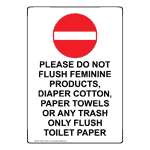 Portrait Please Do Not Flush Feminine Sign With Symbol NHEP-34420