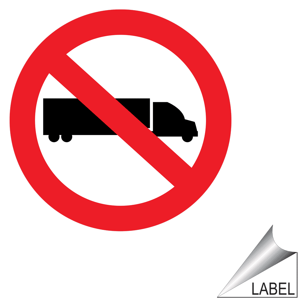 Truck Safety No Trucks Symbol Label / Sticker White Reflective