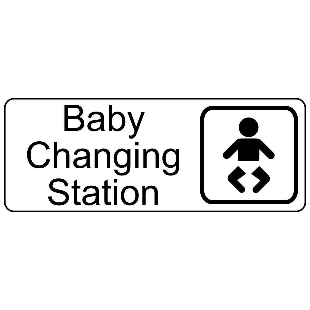 Baby Changing Station Engraved Sign EGRE-15953-SYM-BLKonWHT Restrooms