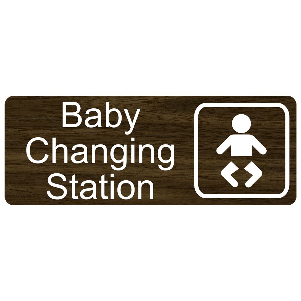 Baby Changing Station Engraved Sign EGRE15953SYMWHTonWLNT Restrooms