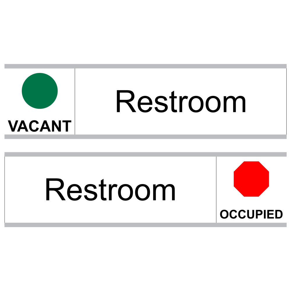 Restroom (Vacant/Occupied) Sliding Engraved Sign EGRE-545-SLIDE-BLKonWHT
