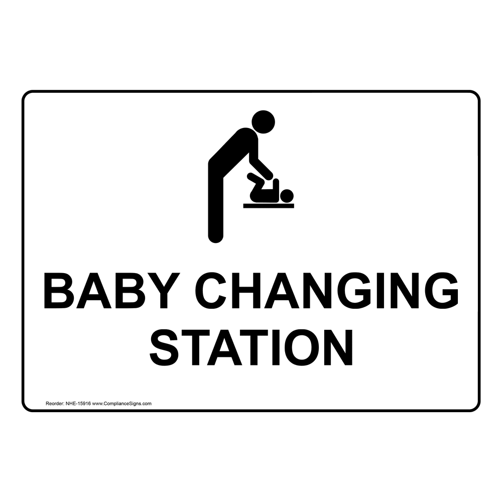 White Baby Changing Station Sign or Label With Symbol