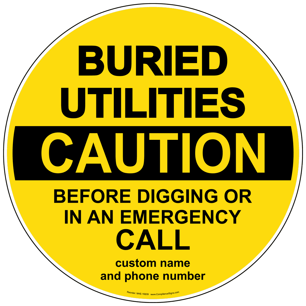 Personalize this water line sign with contact information so excavators  know who to call before working. - sign custom caution water line buried  sign