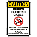 Caution Buried Electric Cable Before Digging Sign NHE-17720 Utility