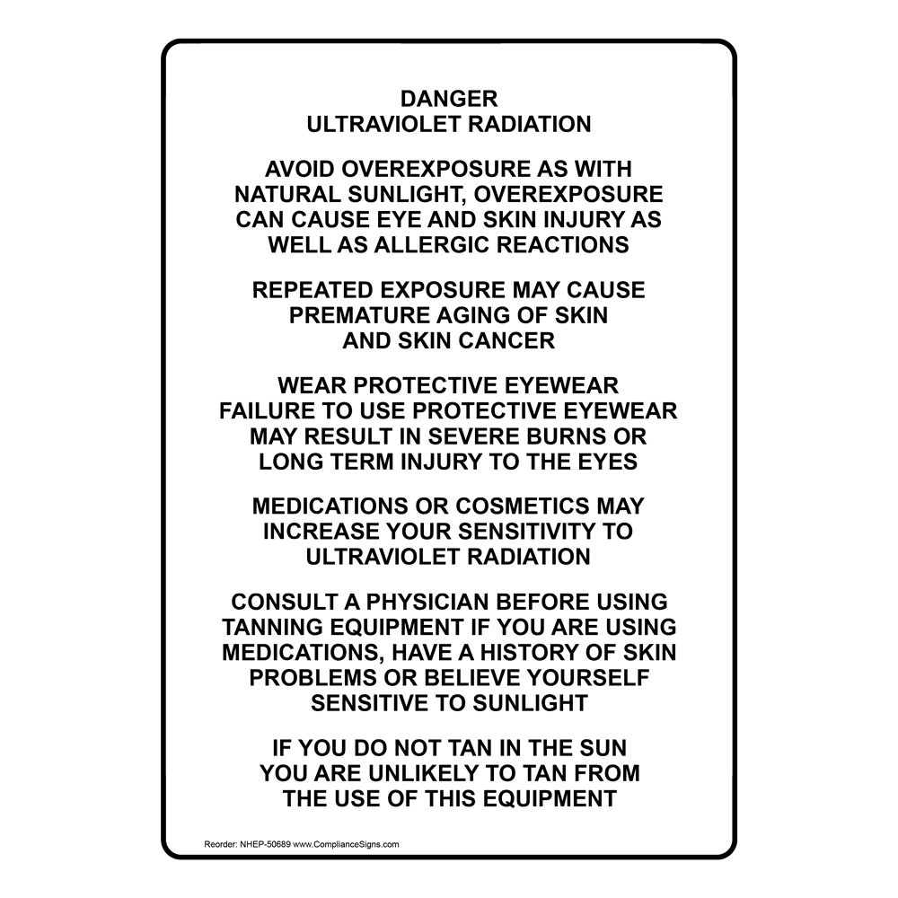 Portrait Danger Ultraviolet Radiation Avoid Sign NHEP50689