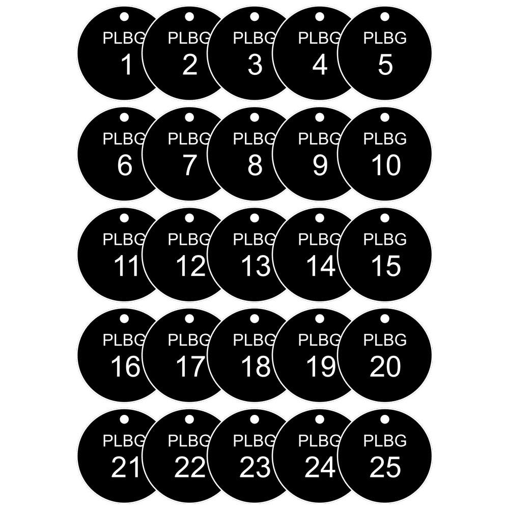 Numbered Valve Marker Tags Set Plbg Plumbing 125 Black