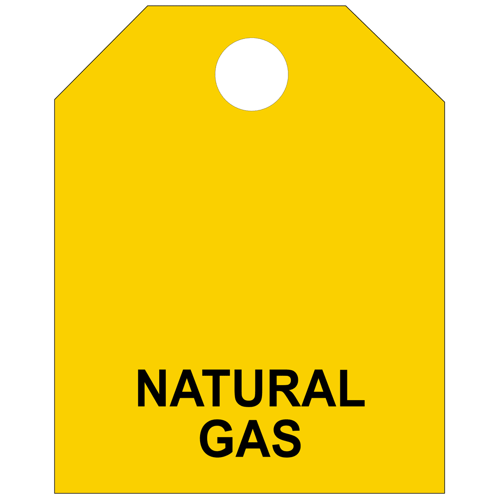 5Piece Valve Marker Tags Set Natural Gas Black on Yellow
