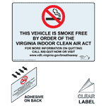 This Vehicle Is Smoke Free Label NHE-10350-Virginia No Smoking