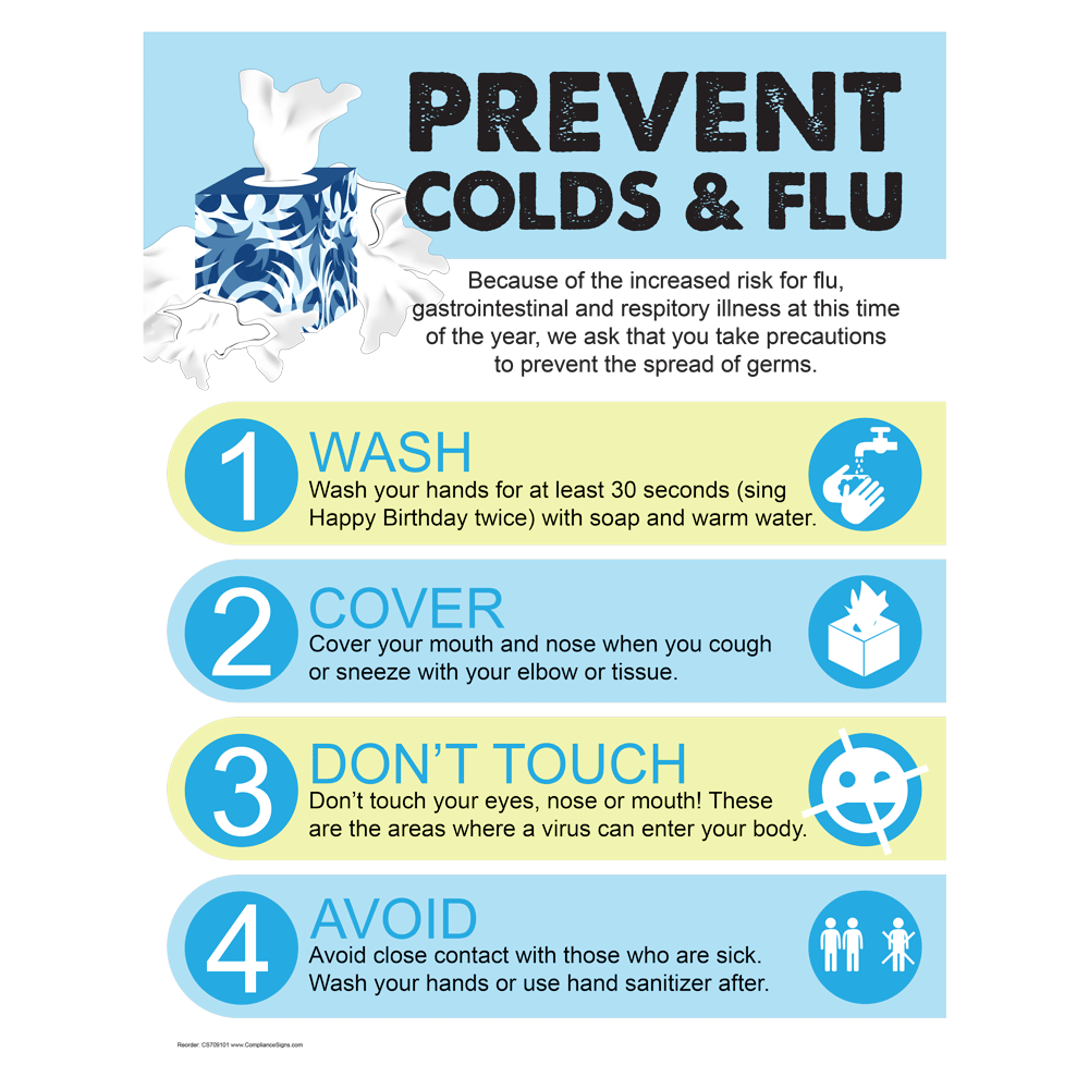 Prevent Colds And Flu Policies Regulations Poster Us Made