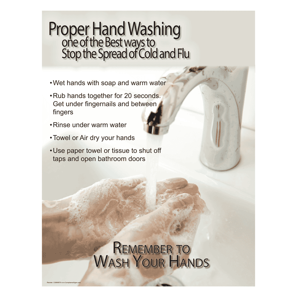 Proper Hand Washing Information Poster   US Made