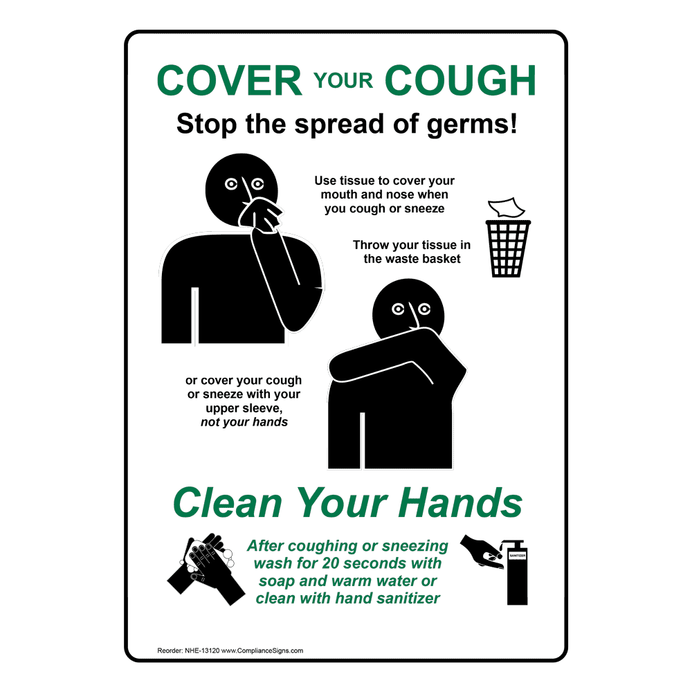 Cover Your Cough Stop The Spread Of Germs Sign