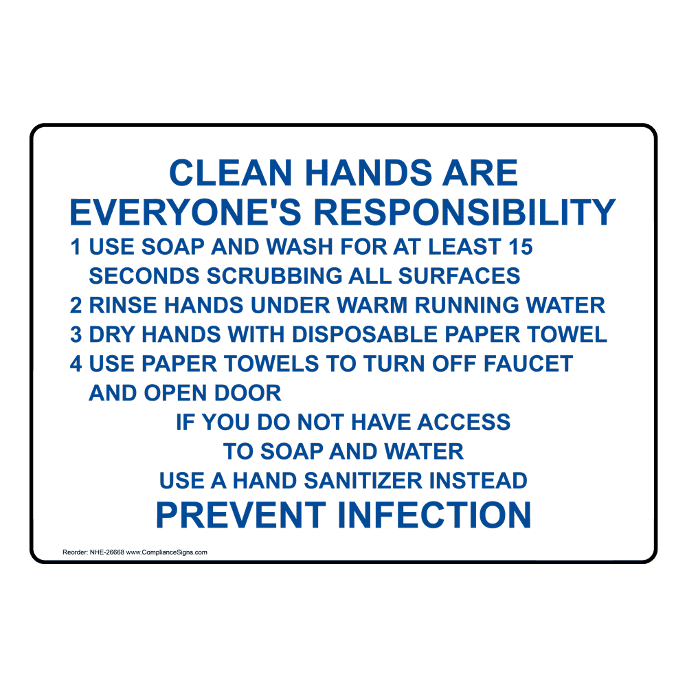 Clean Hands Everyone's Responsibility Sign NHE-26668 Hand Washing