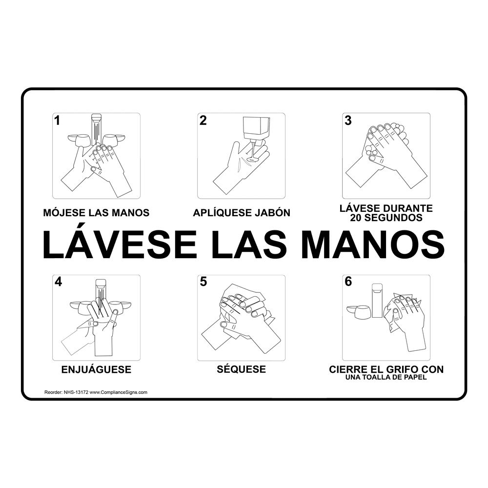 Hand Wash Sign Spanish