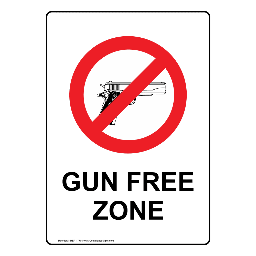 Vertical Sign - Weapons Restricted - Gun Free Zone