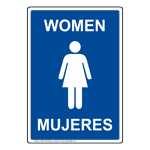 Blue Women - Mujeres Restroom Sign With Symbol RRBP-7000-White_on_Blue