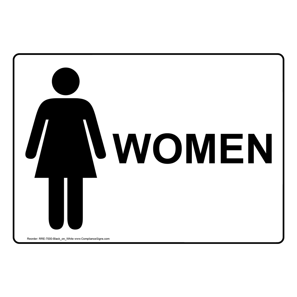 Women Restroom Door Sign - Black-On-White - 6 Sizes - US Made