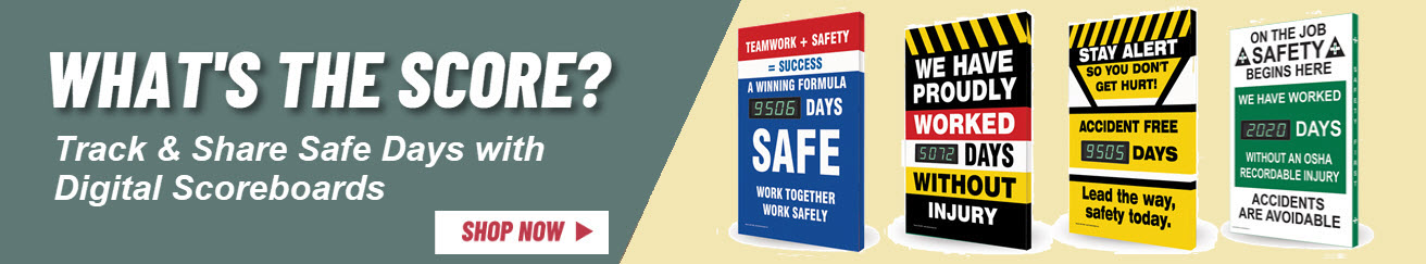 Digital safety scoreboards track safe days in the workplace