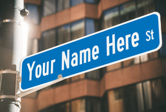 Your name here street sign