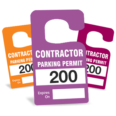 Contractor parking
    hang tags