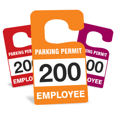 Employee parking hang
    tags